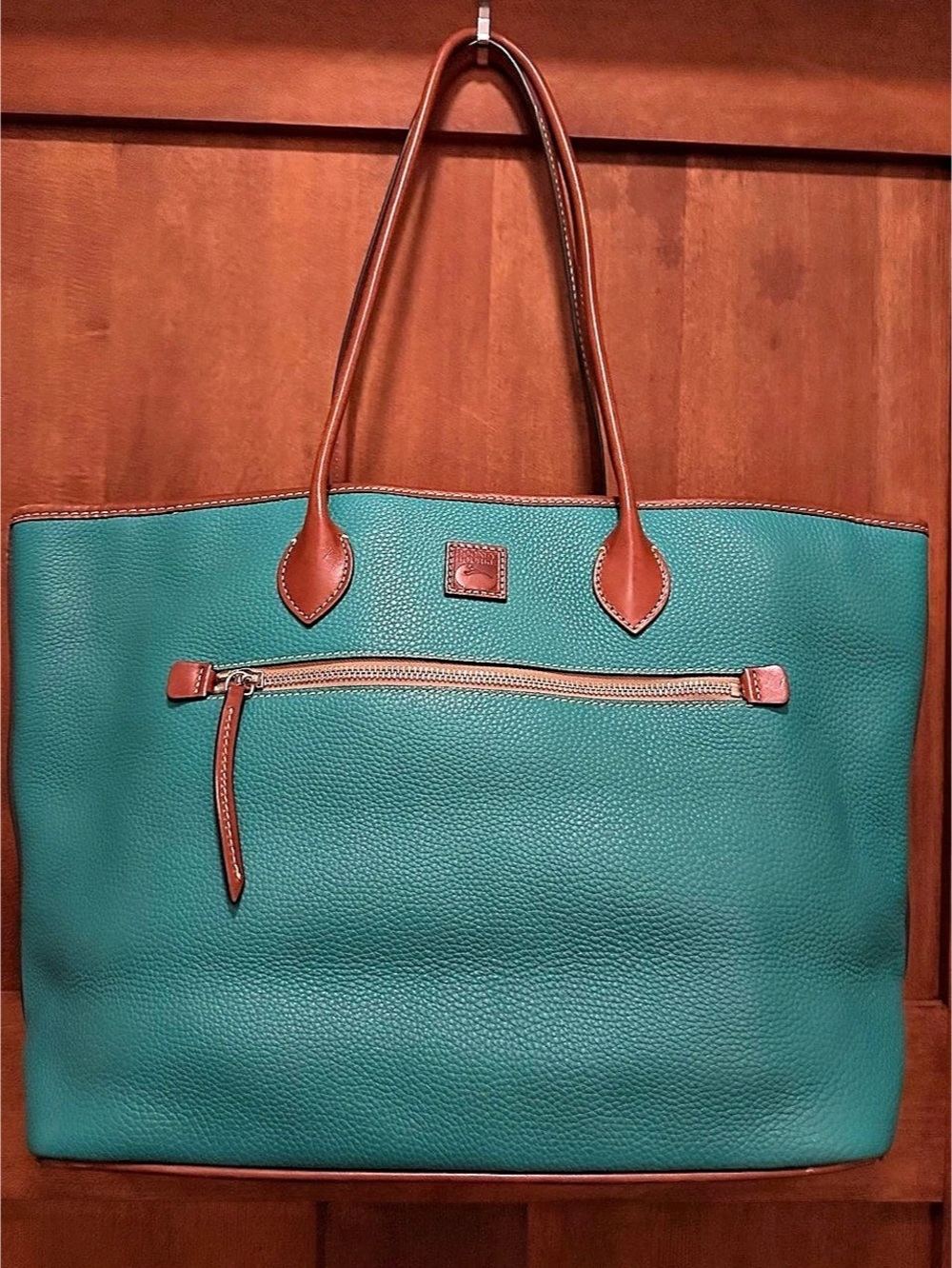 Dooney & Bourke Pebble Grain Large Zip Tote Green & Brown